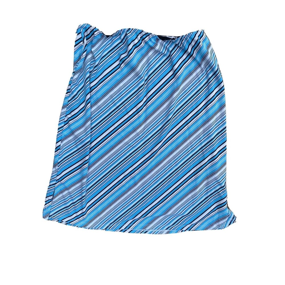 George Knee Length Skirt Blue Black Stripe Womens Size Small Pull On Career Wear